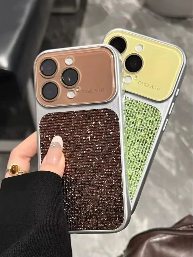 Apple Glitzer-Pailletten-Handyhülle mit großem Fenster für iPhone 17 16 15 14 13 Pro Max in Pink mit Kameraobjektivschutz und stoßfester Abdeckung - Bild 6