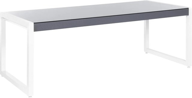 Beliani Gartentisch BACOLI in Cremeweiß mit Glasplatte, B/T/H: 210 x 90 x 74 cm - Bild 1