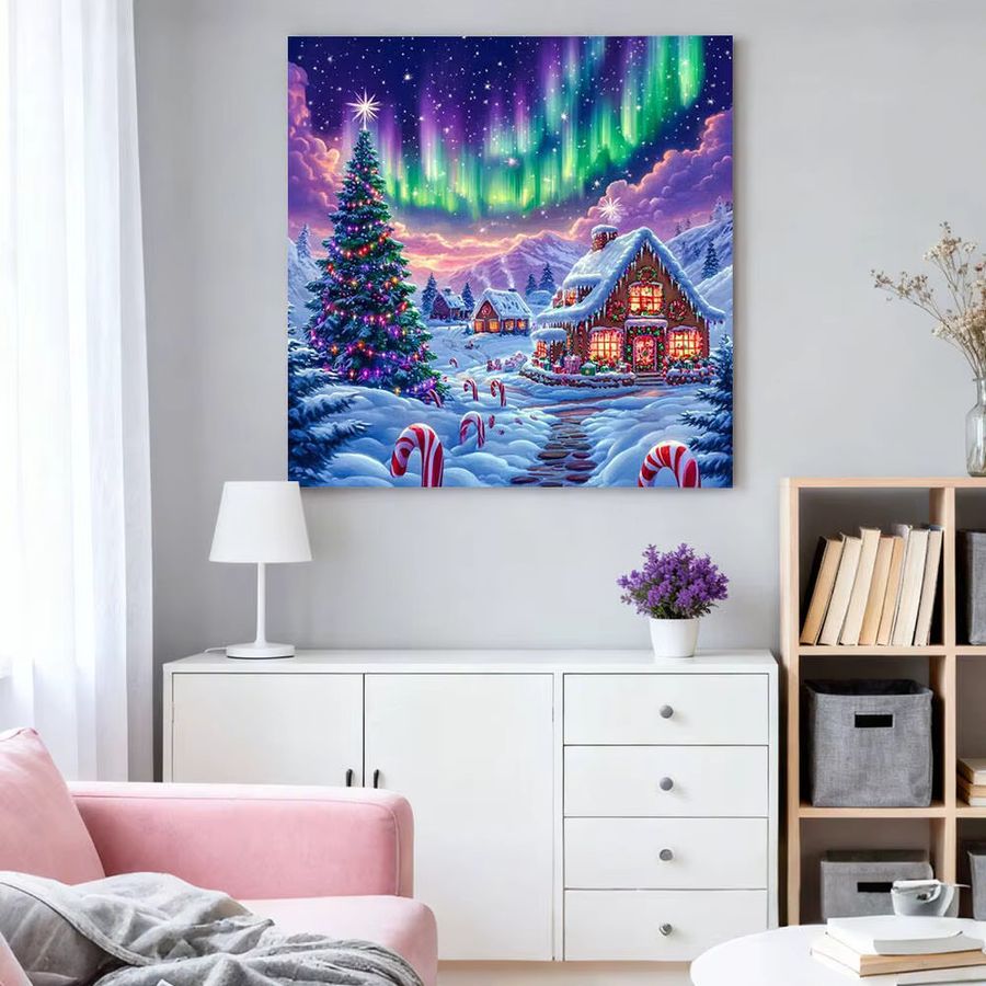HUACAN Aurora Diamant Malerei Set Weihnachtsbaum Dekoration mit Strasssteinen in Multicolor, B/H: 20 x 20 cm - Bild 3