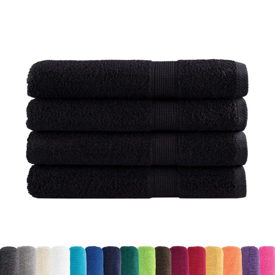 vidaXL Premium-Saunatücher SOLUND, 4er-Set, Schwarz, Baumwolle, B/H: 80 x 200 cm, 600 g/m² - Bild 2