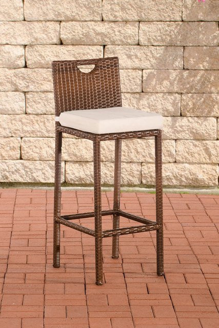 TPFGarden Barhocker Marlies in Cremeweiß und Braun mit Rattan-Design - Bild 1