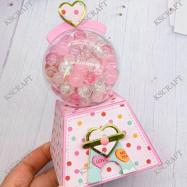 KSCRAFT Gumball Geschenkbox Stanzformen und Schablonen in Pink für DIY Scrapbooking und Papierkarten - Bild 1