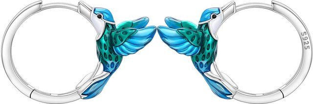 Orstarry Ohrringe, 925 Silber, Blau Grün, Papagei Kolibri, Damen - Bild 1