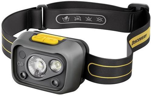 GP Discovery LED Stirnlampe GPDISHLCW54BL119 in Schwarz mit 375lm, Bewegungssensor und IPX5 Wasserschutz, batteriebetrieben - Bild 1