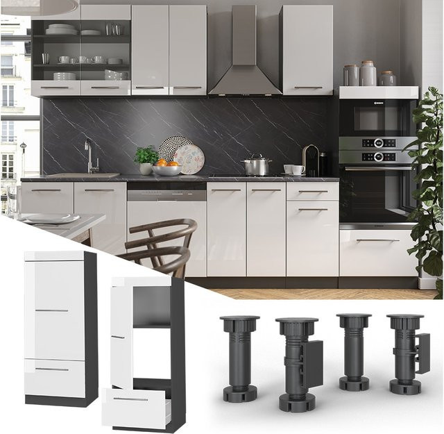 Vicco Mikrowellenschrank Fame-Line Küchenschrank in Anthrazit und Weiß Hochglanz mit Breite: 60 cm - Bild 1
