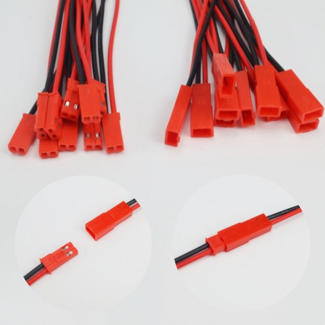 10 Paare EOENKK JST 2 Pin Stecker Set mit 22 AWG Kabel 20 cm in Rot für LED Streifen und RC Spielzeug - Bild 1