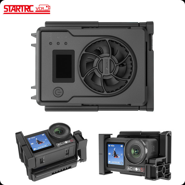 Ice Core Kühlradiator mit 3-Gang-Einstellung und Cold Shoe für DJI Osmo Action 5 Pro, Action 4 und Action 3 in Schwarz - Bild 1