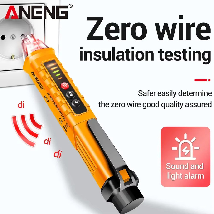 ANENG VD802 Berührungsloser Spannungsprüferstift für AC-Spannung 12-1000 V, NCV Durchgangsdetektor und Tester in Rot - Bild 2