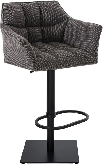 DELUKE Barhocker SIHAR höhenverstellbarer Barstuhl mit Lehne in Titangrau und Schwarz, drehbar, B/T/H: 64 x 45 x 88 cm - Bild 1