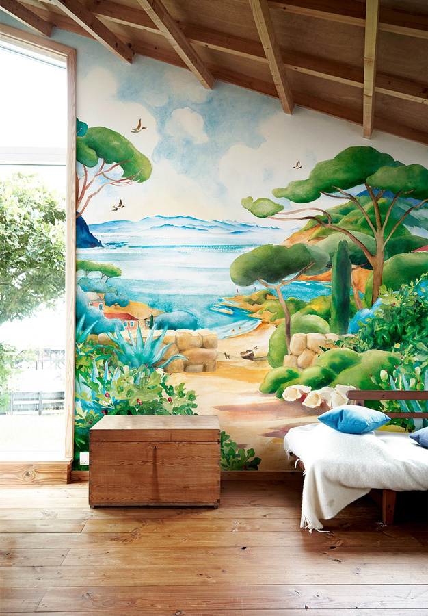Isidore Leroy Wandtattoo Cap Corse Mural mit Natur- und Blumenmotiv in Mehrfarbig, Breite: 330 cm, Höhe: 150 cm - Bild 2