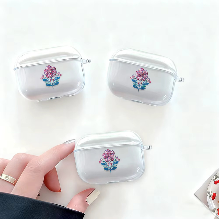 Stoßfeste TPU-Kopfhörerhülle mit Gänseblümchen-Blumenmuster für Apple AirPods Pro, Pro 2, Pro 3, AirPods 4, 3, 2, 1, transparent - Bild 2