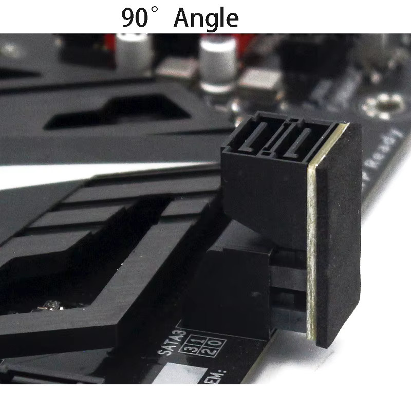 OULLX Doppel SATA 7Pin Buchse auf 7Pin Stecker, 90 und 180 Grad abgewinkelt, Netzteil Konverter für Mainboard und PC, Schwarz - Bild 2