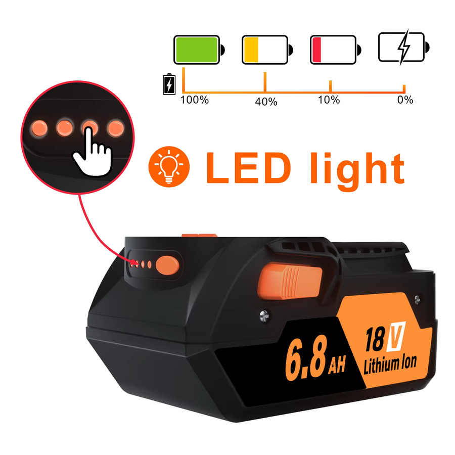 RIDGID 18-V Li-Ionen-Akku mit 6,8 Ah für kabellose Elektrowerkzeuge, Farbe: Schwarz - Bild 3