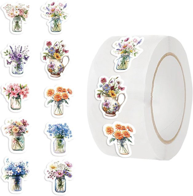 500 Stück Blumen Washi Siegelaufkleber in Multicolour von YourLife Store zur Dekoration von Tagebuch und Umschlägen - Bild 1