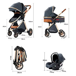 Magic ZC 3-in-1 Reisesystem Kinderwagen mit Autositz und Buggy, faltbar, Schwarz-Gold - Bild 7