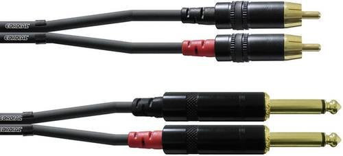 Cordial CFU1,5PC Audio Adapterkabel Schwarz mit 2x 6,35mm Klinkenstecker auf 2x Cinch-Stecker, Länge: 1,50 m - Bild 1