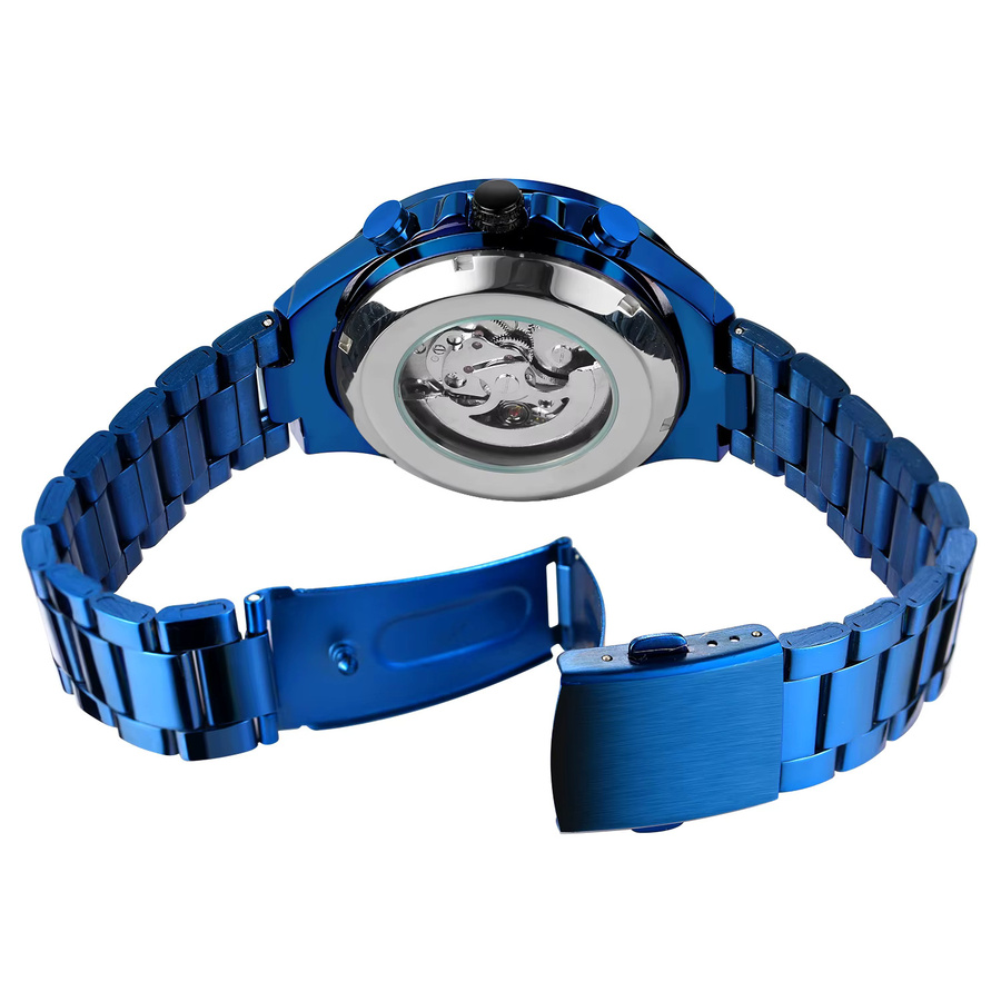 T-WINNER Armbanduhr Edelstahl, Automatik, blaues Zifferblatt, Herren - Bild 3