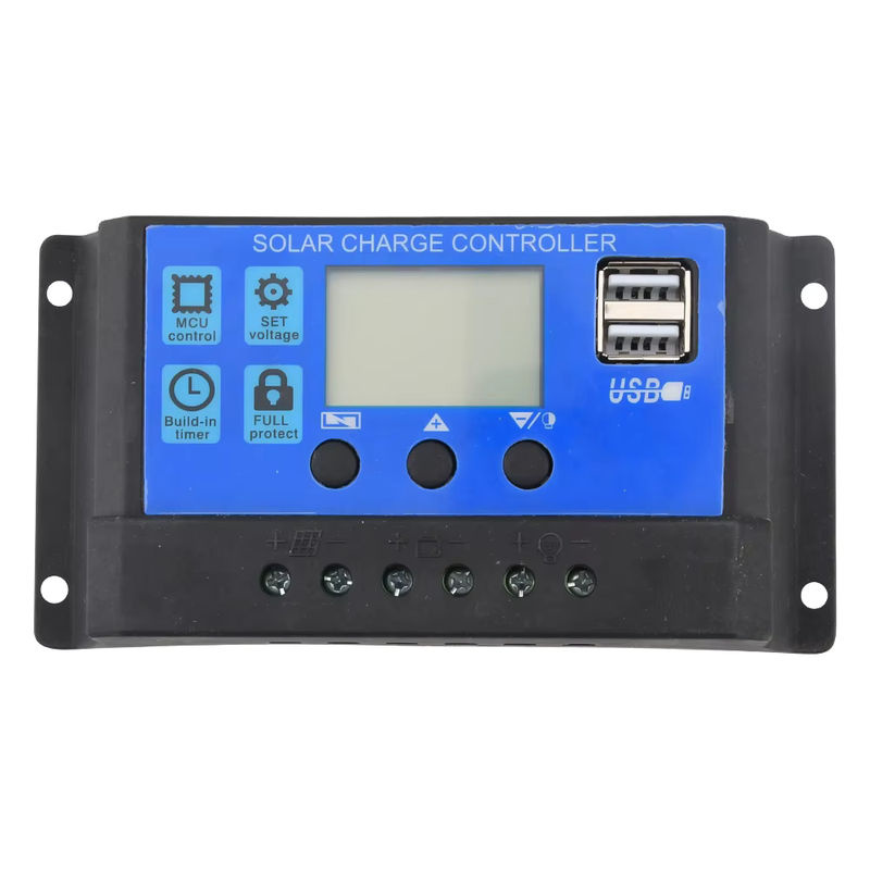 Solar Laderegler mit LCD-Display und Dual-USB 5V Ausgang für 12V/24V Photovoltaik-Systeme, Blau - Bild 3