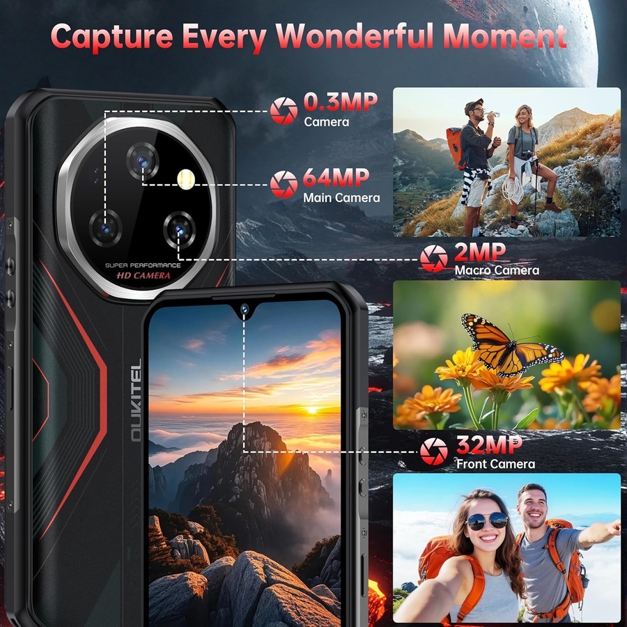 OUKITEL WP55S Smartphone Schwarz mit 512 GB Speicher, 36 GB RAM, 11000mAh Akku und 6.6 Zoll Display, Android 15, 64MP Kamera - Bild 5