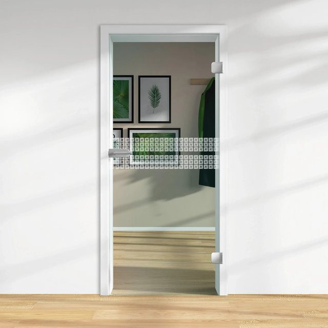 Skyscope Glasdrehtür ESG Floatglas mit Lasermattierung, transparent, DIN Rechts, H x B x T: 197,2 x 83,4 x 0,8 cm - Bild 1