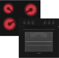 Telefunken Einbauherd-Set ECH65A-B2 in Schwarz und Silber mit Glaskeramikkochfeld, Backofen mit Grill, Umluft und 65 Liter Volumen - Bild 1