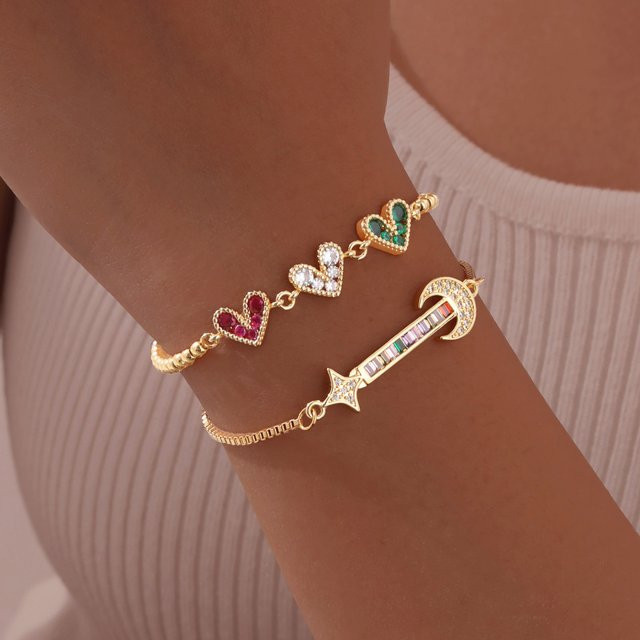 prjewel Armband, Herz, Zirkon, Mond, Stern, Damen - Bild 1