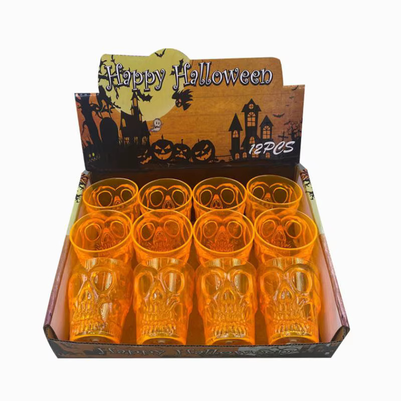 Alivparty Halloween Wein Gläser mit Geisterkopf Design in Orange, 4er Set - Bild 3