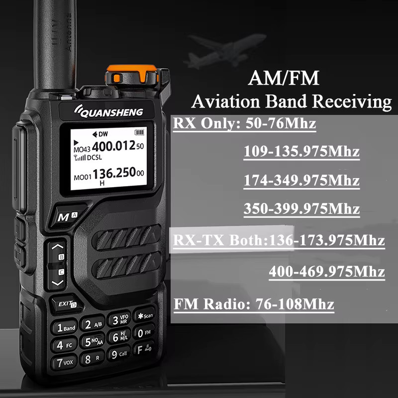 Quansheng UVK5 Walkie Talkie Vollband 50-600 MHz mit USB-C Ladegerät, Schwarz - Bild 4