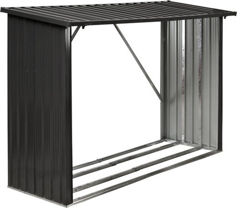 FLORAWORLD Kaminholzregal aus Metall im Industrial Design, Anthrazit-Grau, B/H/T: 217 x 142 x 89 cm - Bild 1