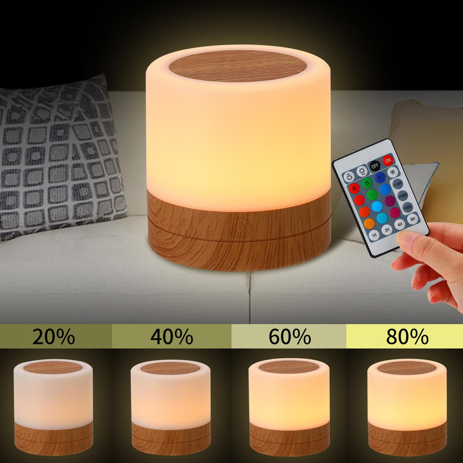 TOMTOP JMS RGB LED Nachtlicht in Weiß mit Fernbedienung und Touch-Funktion für Schlafzimmer und Kinderzimmer, USB-Betrieb - Bild 3