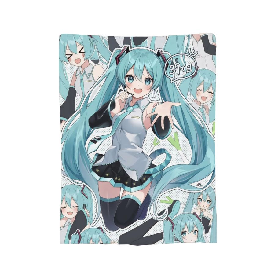 Potdemiel Hatsune Miku Anime Fleece Decke als warme Überwurfdecke und Tagesdecke - Bild 3
