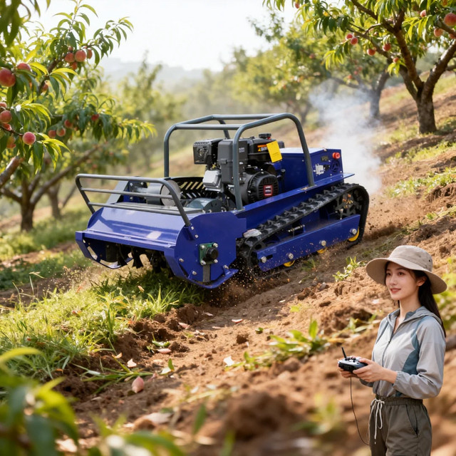 AIWEIYA Ferngesteuerter Allterrain-Grasschneider und -Zerkleinerer als Landwirtschafts- und Forstmulcher in Blau, Breite: 800-1200 mm - Bild 1
