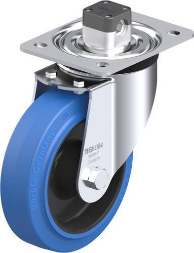 Blickle Lenkrolle L-POEV 160R-CS11-SB mit Feststeller, Farbe Schwarz-Blau, Rad-Durchmesser: 16 cm, Tragfähigkeit: 400 kg - Bild 1