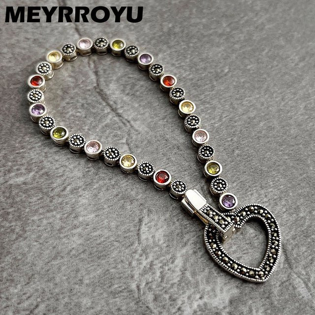 MEYRROYU Armband, Herz, Zirkonia, Silber, Damen, Vintage - Bild 1