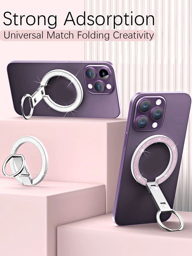 Magnetische Fingerschließe mit 3 Abschnitten und schimmerndem Pulver in Schwarz, ultradünn und ultraleicht mit starker Saugkraft und Rotationsfunktion - Bild 2