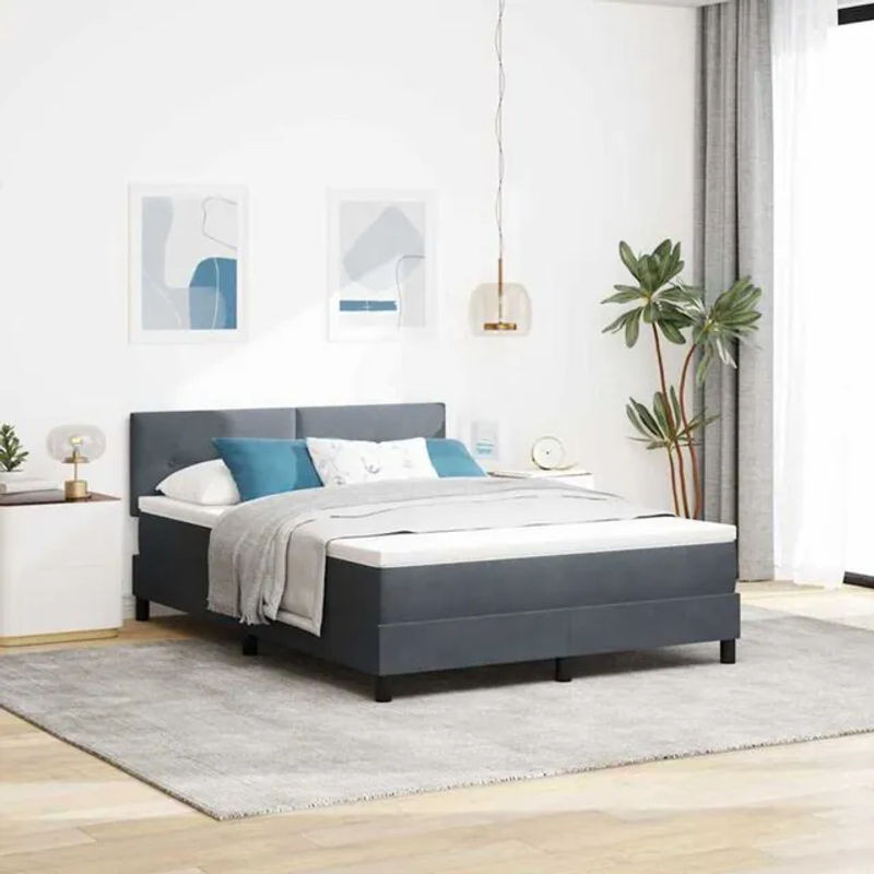 vidaXL Boxspringbett mit Matratze in Anthrazit Grau, B/T/H: 140 x 190 cm - Bild 1