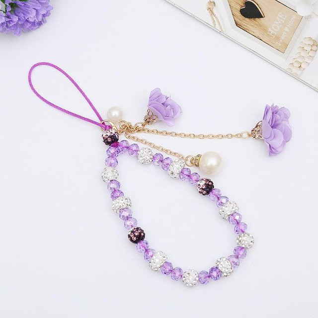 NATAWA Bling Blumenkette Handy-Lanyard Handschlaufe für Damen in Violett - Bild 1