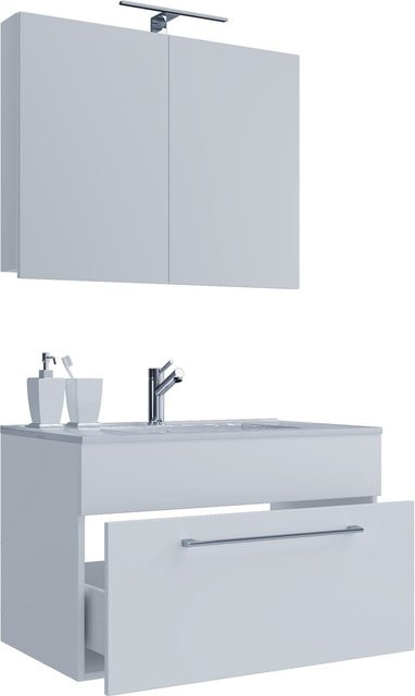 VCM 3-tlg. Badmöbel Set Badinos in Weiß mit Waschtisch Unterschrank und Spiegelschrank, hängend, Breite: 60 cm - Bild 1