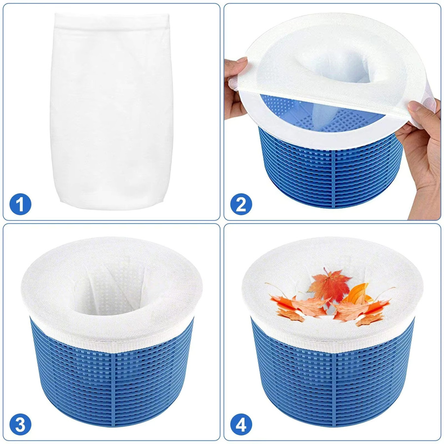 20er Set Pool Skimmer Socken aus weißem Nylon Mesh für Schwimmbad Filterkörbe - Bild 2