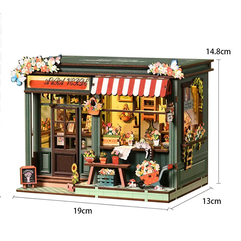 Battoom Holz-Puppenhäuser DIY Miniatur-Puppenhaus-Sets, 3D-Puzzle, mit Beleuchtung - Bild 2