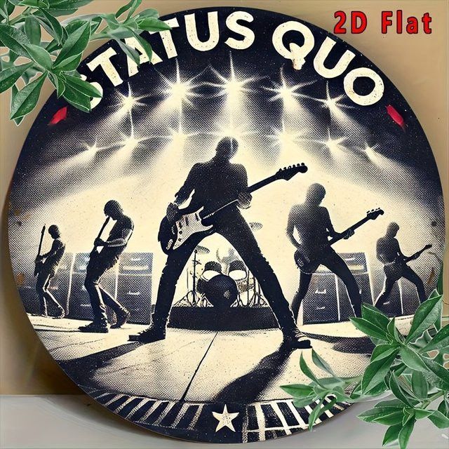 Rundes Metallblechschild Status Quo Rock Band Konzert Poster von Potdemiel im Vintage-Stil, Durchmesser: 20 cm - Bild 1