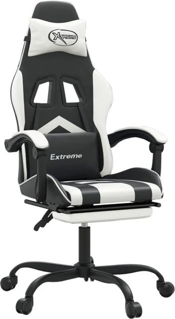 vidaXL Gaming-Stuhl in Schwarz und Weiß mit Fußstütze und Kunstleder - Bild 1