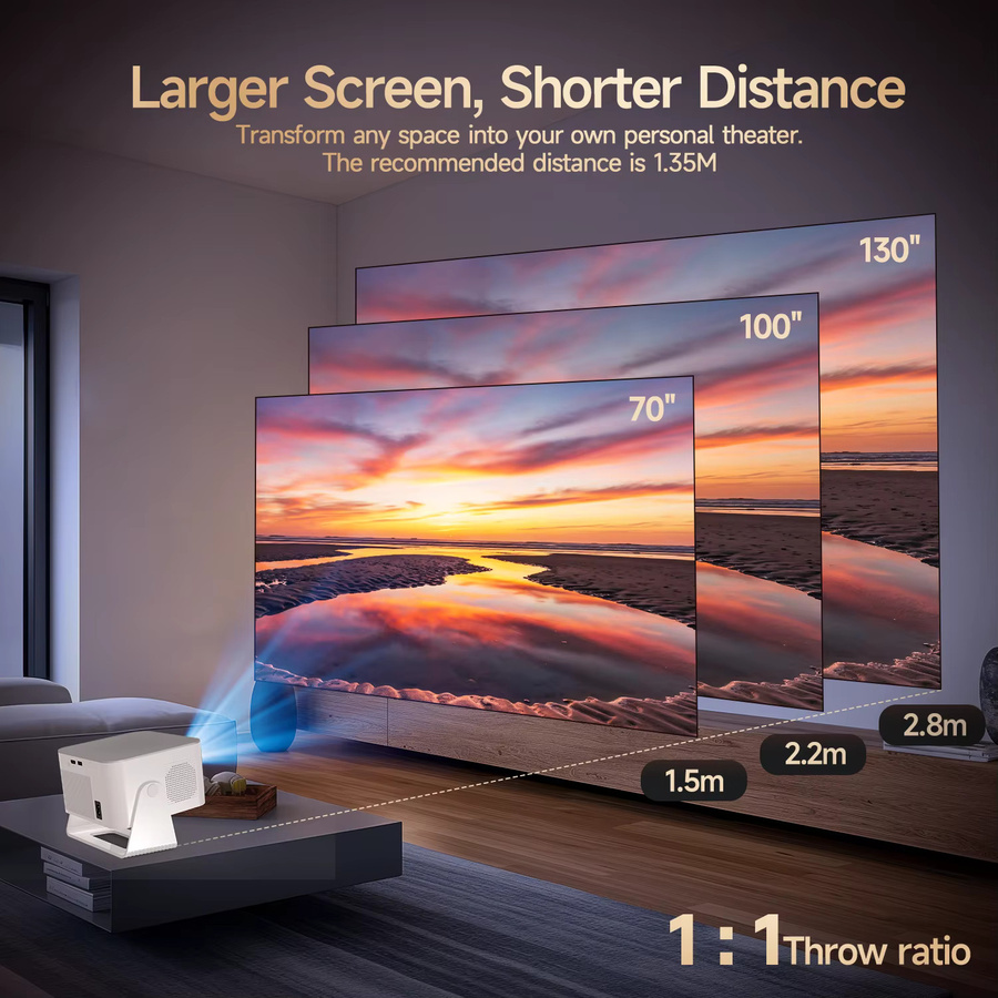 Magcubic HY350Max Android 14 Projektor in Weiß mit Autofokus, Sprachsteuerung, Native 1080P, 8K-Unterstützung, WiFi 6 und Bluetooth 5.4 - Bild 4