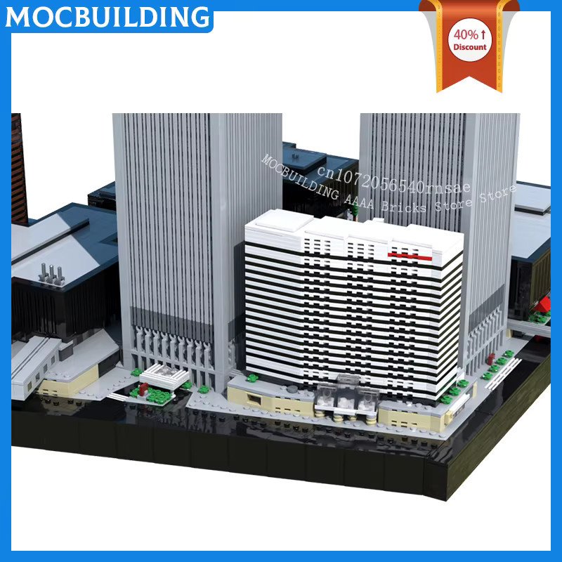 MOCBUILDING Architekturmodell World Trade Center City Street View Bausteine Set in Grau im Maßstab 1:650 als kreativer DIY-Bausatz aus Kunststoff - Bild 4