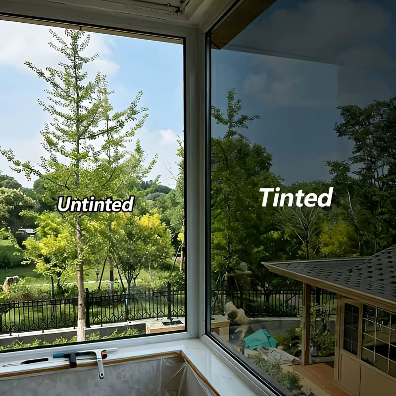 BUNPIG Sichtschutz-Fensterfolie in Schwarz-Silber, UV-blockierend und wärmekontrollierend, ohne Klebstoff, zuschneidbar und abnehmbar für Balkon, Schlafzimmer oder Büro - Bild 5