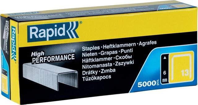 Rapid Tackerklammern Typ 13, 13/6 mm, Stahl, silberfarben, 5.000 Stück - Bild 1