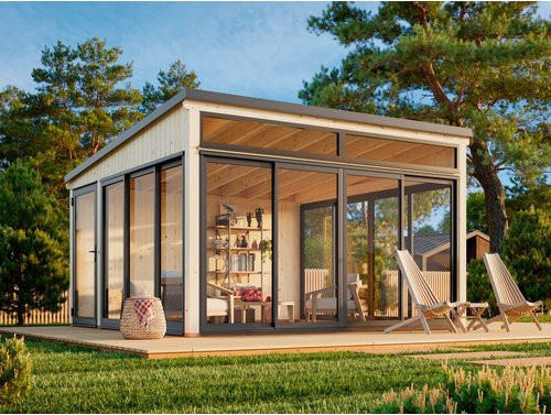 Palmako Holz-Gartenhaus Saga Slide Plus mit Pultdach in Natur - Bild 3