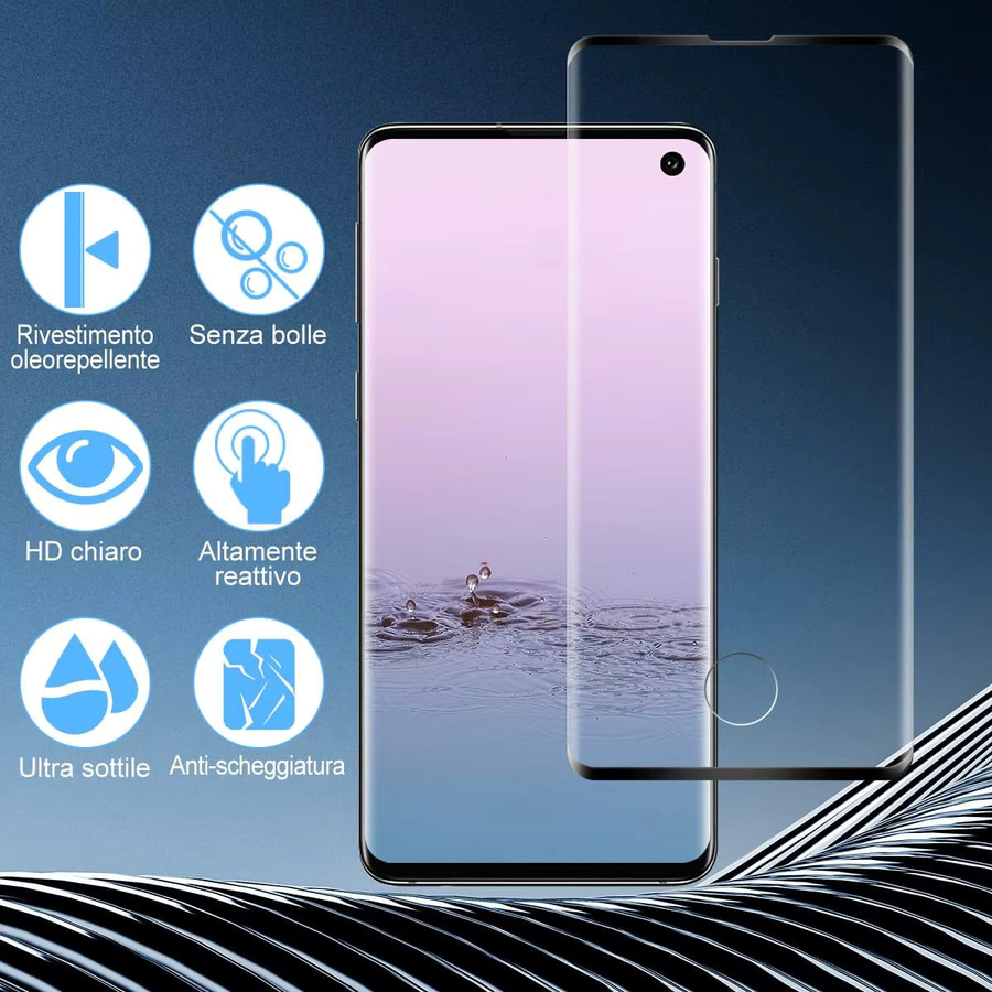 Displayschutzfolie aus gehärtetem Glas für Samsung Galaxy S10 und die Samsung S10-Serie, transparent, 1/4 Stück - Bild 2
