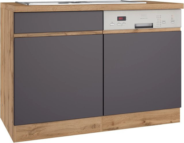 Held Möbel Spülenunterschrank Turin mit GSP-Blende, Graphit/WotanEiche, Breite: 120 cm - Bild 1