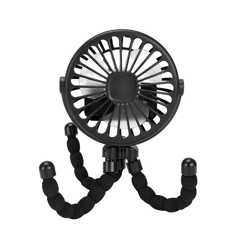 Tragbarer Mini-Clip-Ventilator von raugee in Blau mit 360 Grad Drehung, flexiblem Dreibein, LED-Licht und USB-Aufladung - Bild 5